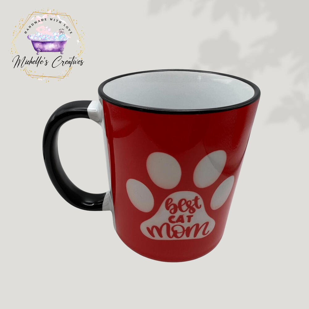 Red "Best Cat Mom" Mug‎ 11 Ounce Mug